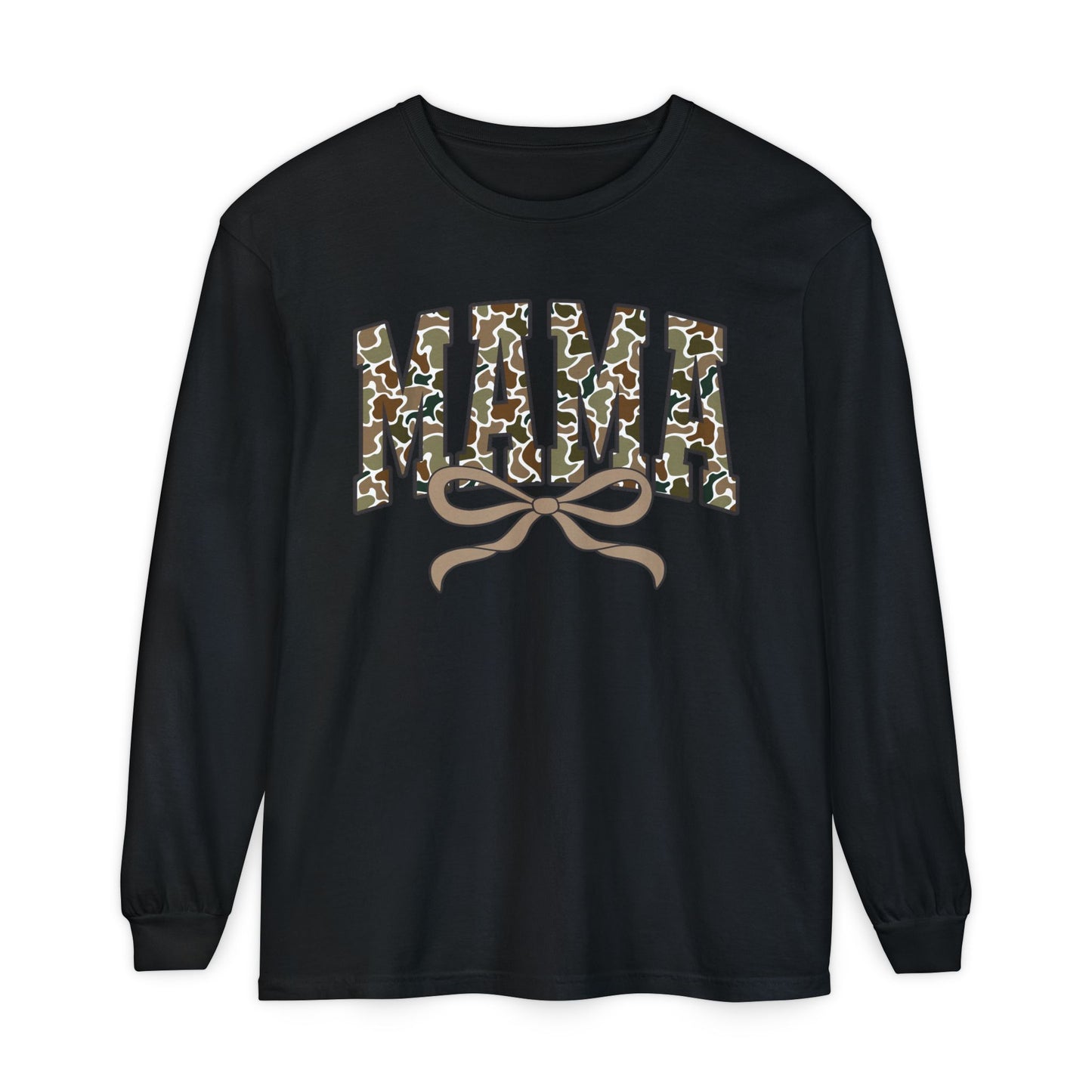 Mama Camo Long Sleeve Tee, Comfortable Unisex T-Shirt for Moms, Perfect Gift for Mother's Day, Casual Wear, Family Outings, Everyday Style