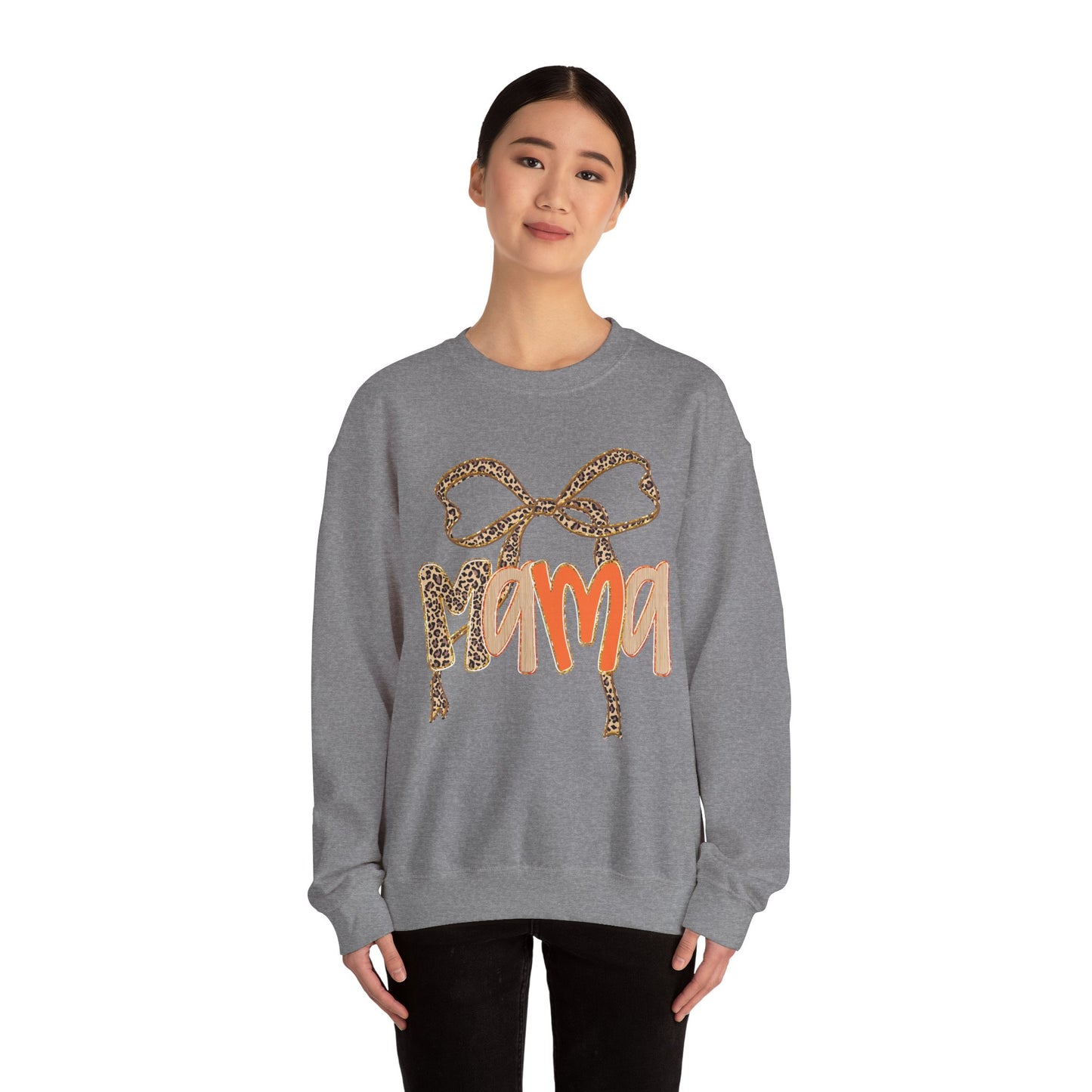 Mama Bow Crewneck Sweatshirt - Gift for Moms, Cute Mama Sweater, Cozy Fall Wear, Mother's Day Gift, Animal Print Sweatshirt