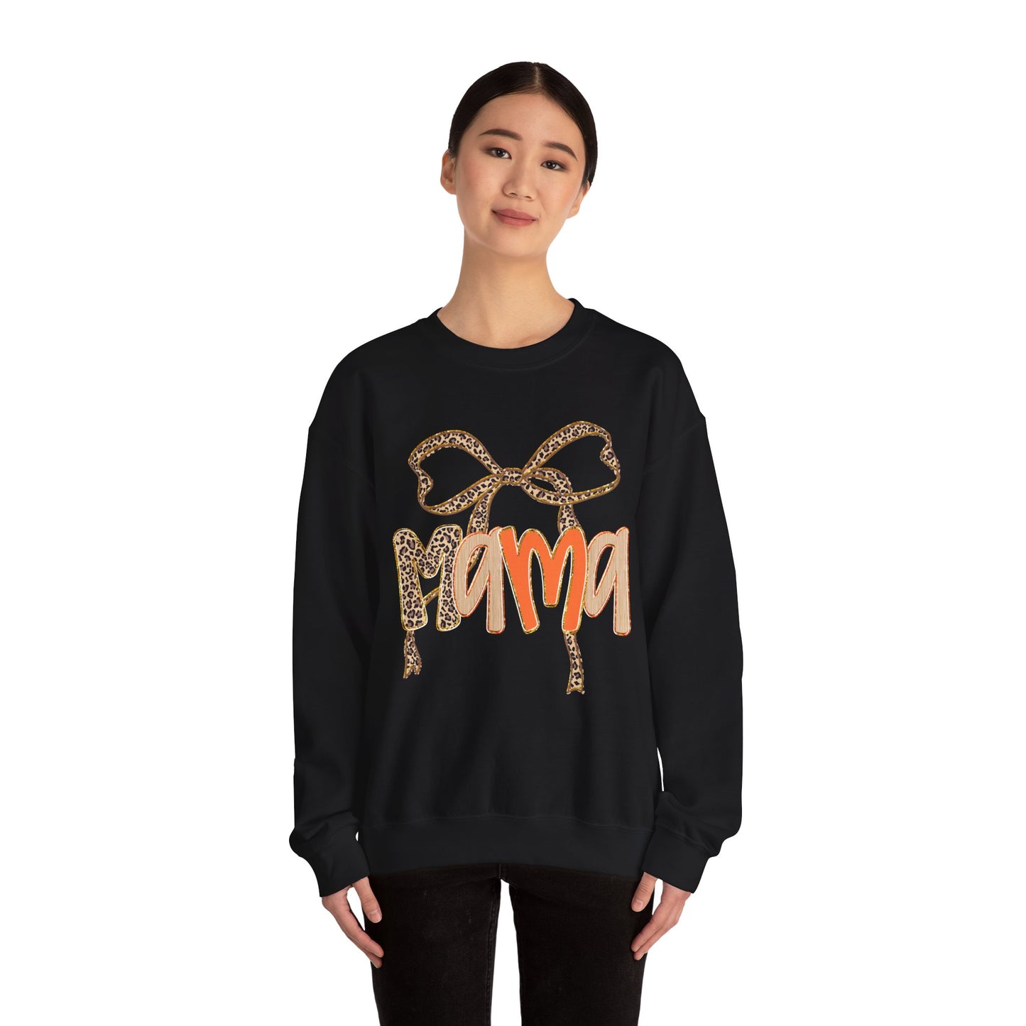 Mama Bow Crewneck Sweatshirt - Gift for Moms, Cute Mama Sweater, Cozy Fall Wear, Mother's Day Gift, Animal Print Sweatshirt