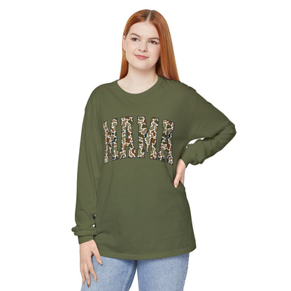 Unisex Long Sleeve T-Shirt, Camo Mama Tee, Perfect Gift for Moms, Casual Wear, Everyday Comfort