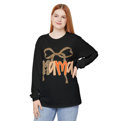 Mama Leopard Print Long Sleeve Tee, Cute Mama Shirt, Gift for Moms, Fall Fashion, Casual Wear, Birthday Gift for Her
