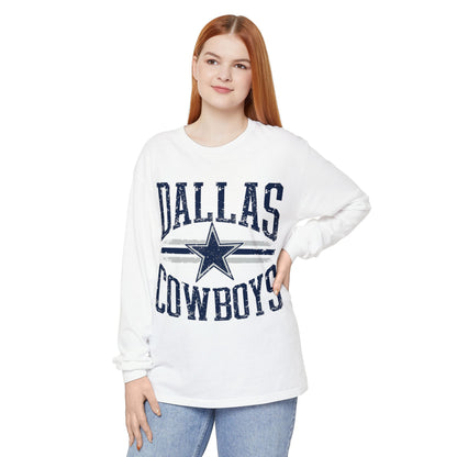 Dallas Cowboys Garment-Dyed Long Sleeve T-Shirt - Perfect for Game Days, Tailgating, Football Season, Sports Fans, Casual Wear