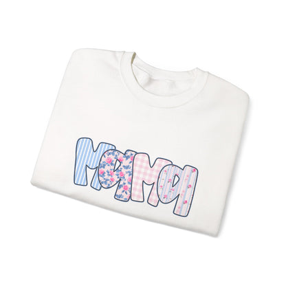 Mama Pink & Blue Floral Crewneck