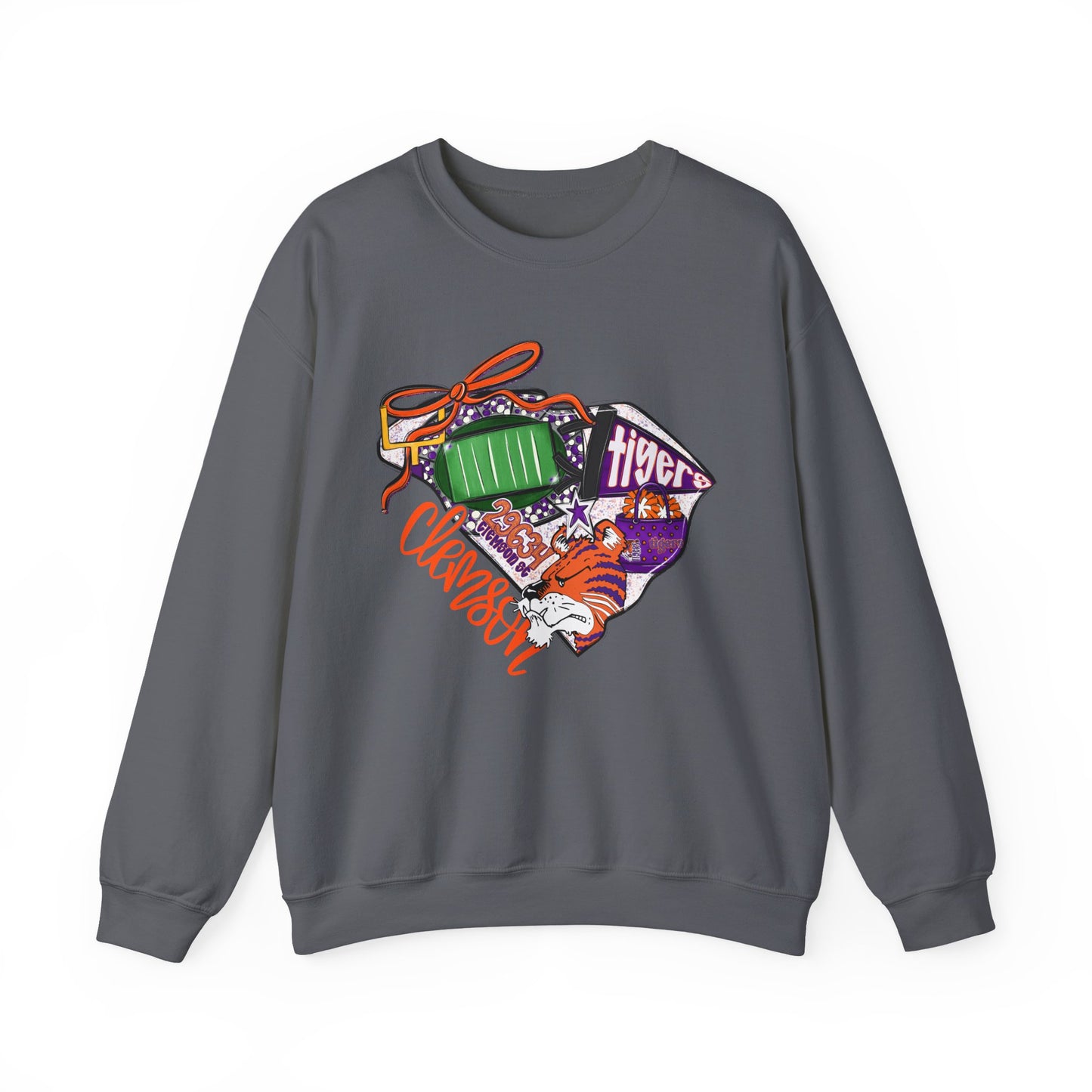 Clemson Tigers Unisex Sweatshirt, College Apparel, Holiday Gift, Cozy Crewneck, Casual Style, Football Fan Gear