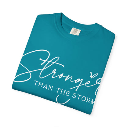 Unisex Motivational T-Shirt, Stronger Than the Storm Design, Inspirational Apparel, Casual Wear, Gift for Her, Positive Vibes
