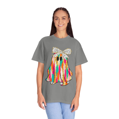 Colorful Ghost Graphic T-Shirt, Fun Unisex Tee, Halloween Shirt, Gift for Kids, Casual Wear, Festival Clothing