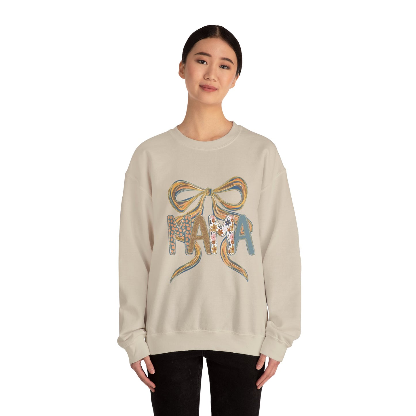 Floral Bow Mama Sweatshirt - Cozy Gift for Moms, Spring Fashion, Mother's Day, Birthday Present, Everyday Wear