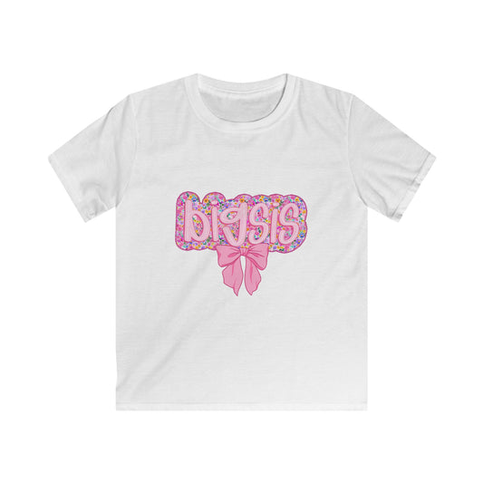 Kids Floral Graphic Tee with Bow Design, Cute Summer Top, Birthday Gift, Festival Wear, Trendy Youth Shirt, Playful Everyday Outfit
