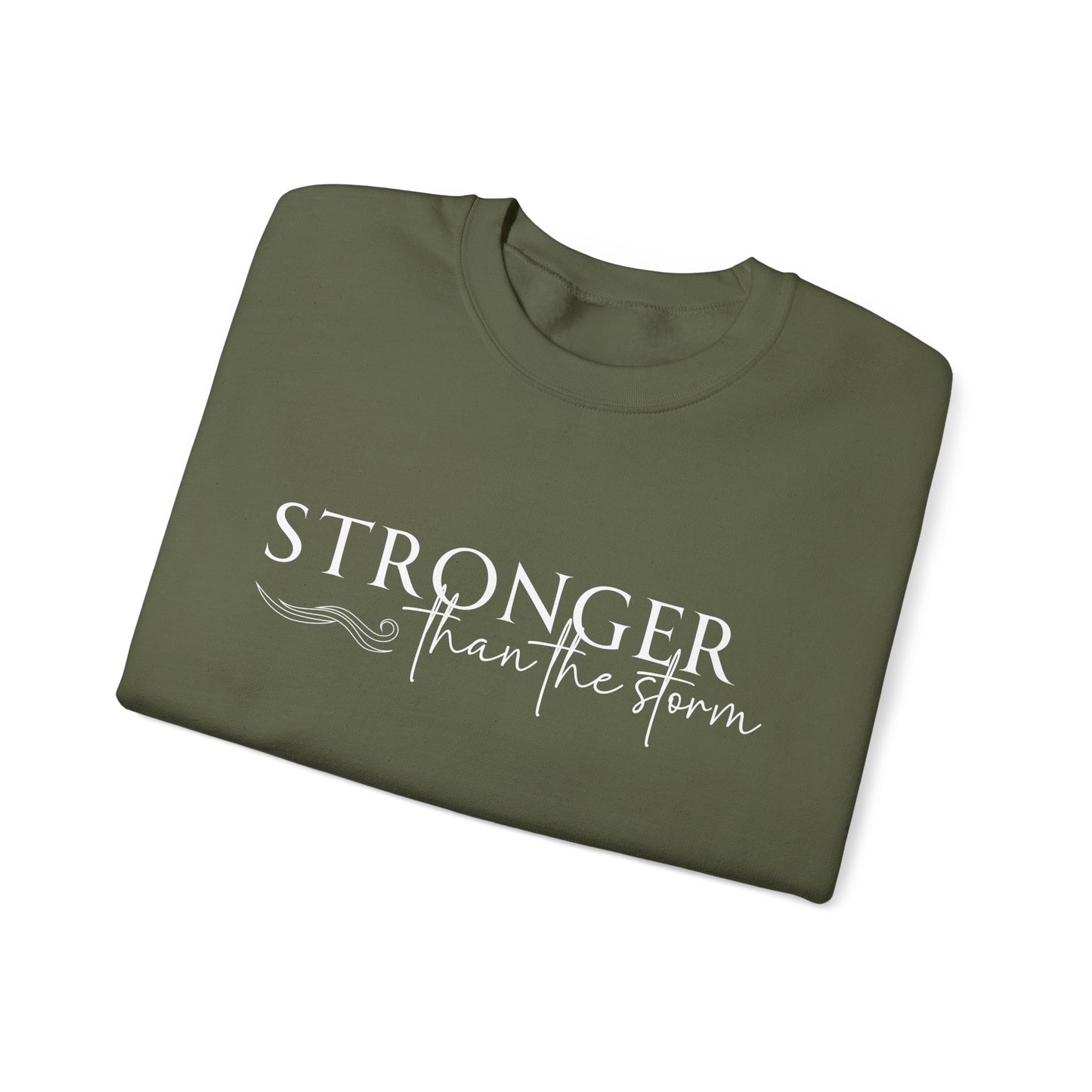 Empowering Crewneck Sweatshirt - "Stronger Than the Storm" - Cozy Gift for Resilience, Fitness, Motivation
