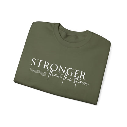 Empowering Crewneck Sweatshirt - "Stronger Than the Storm" - Cozy Gift for Resilience, Fitness, Motivation