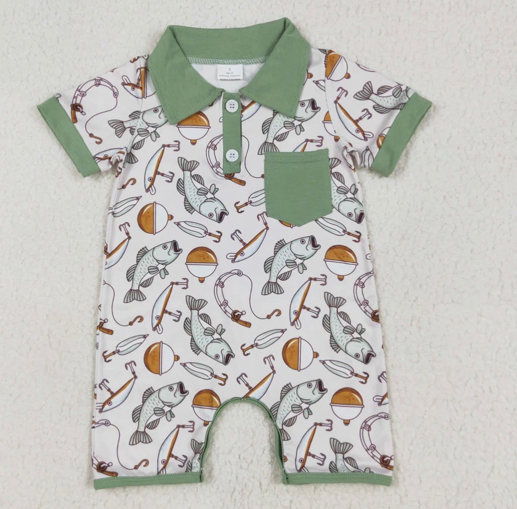 Fishing Boy Shorts Romper