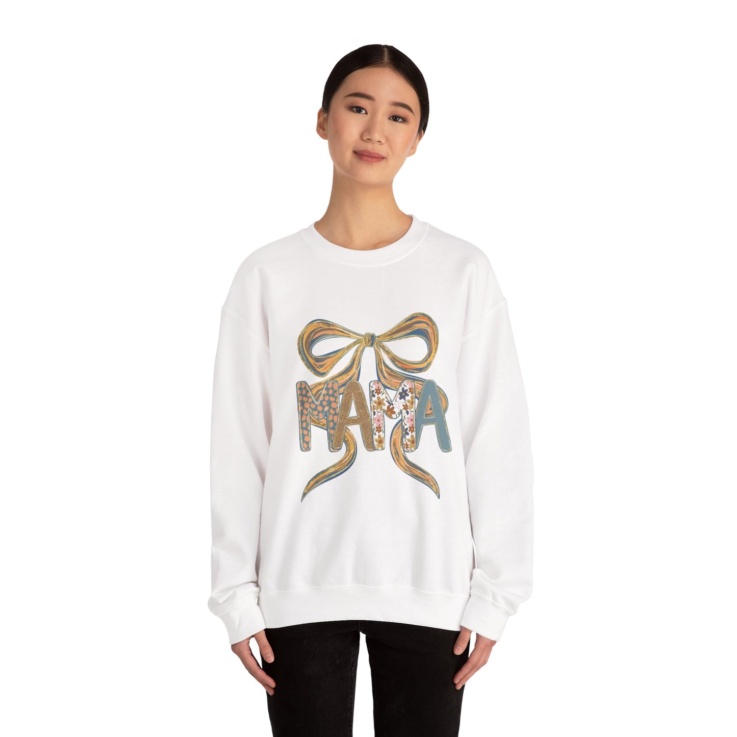 Floral Bow Mama Sweatshirt - Cozy Gift for Moms, Spring Fashion, Mother's Day, Birthday Present, Everyday Wear