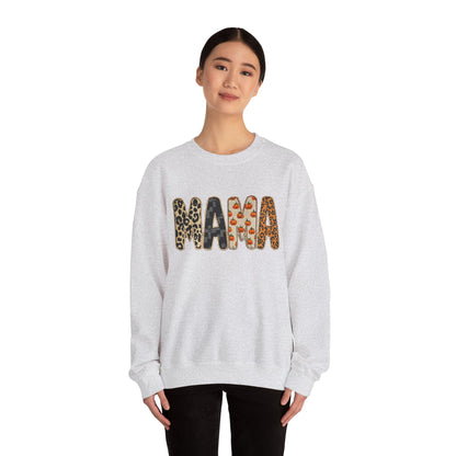 Mama Leopard Print Crewneck Sweatshirt, Gift for Moms, Cozy Casual Wear, Mother's Day Sweatshirt, Stylish Parenthood Apparel