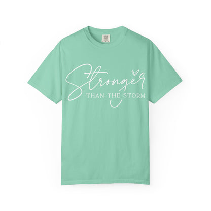 Unisex Motivational T-Shirt, Stronger Than the Storm Design, Inspirational Apparel, Casual Wear, Gift for Her, Positive Vibes