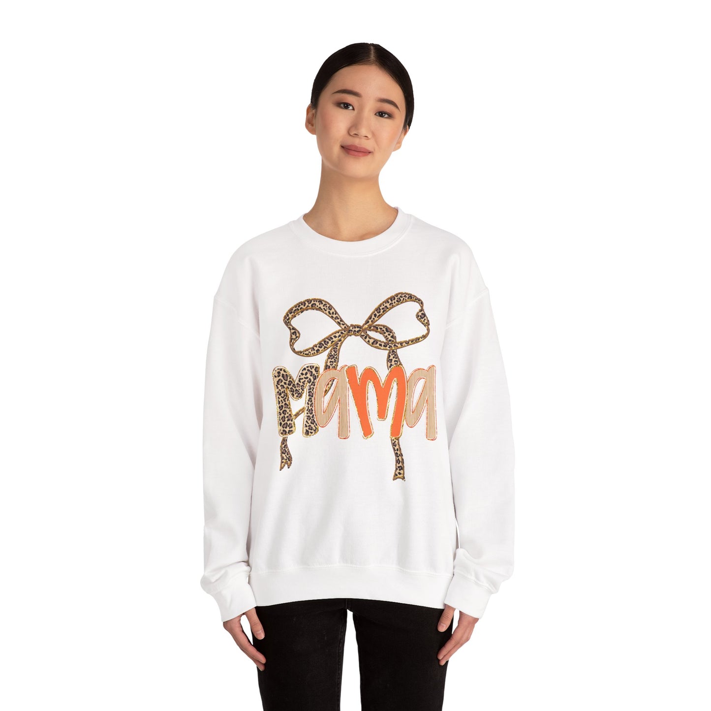 Mama Bow Crewneck Sweatshirt - Gift for Moms, Cute Mama Sweater, Cozy Fall Wear, Mother's Day Gift, Animal Print Sweatshirt