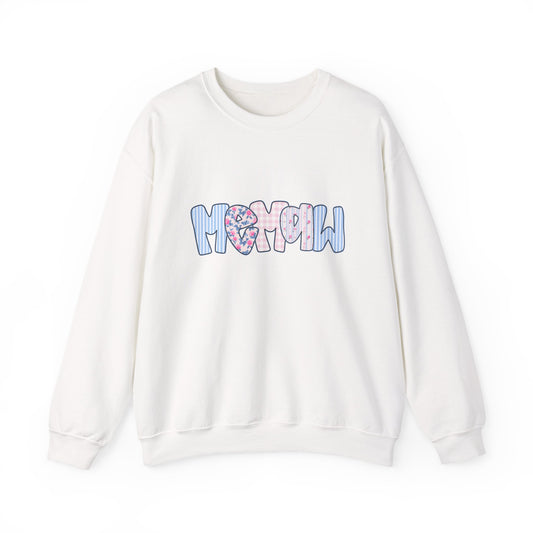 Memaw Pink & Blue Floral Crewneck