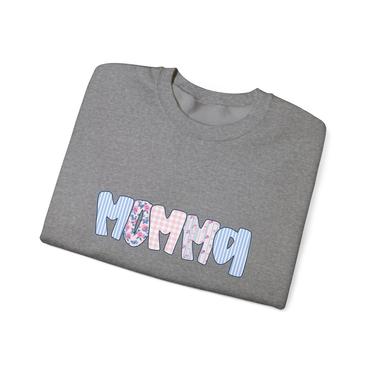 Momma Pink & Blue Floral Crewneck