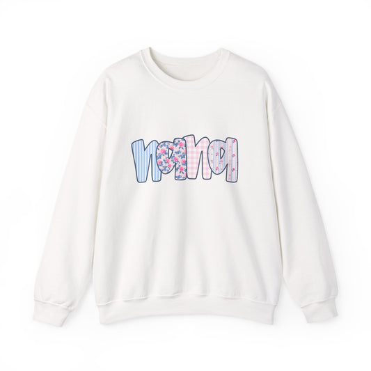 Nana Pink & Blue Floral Crew Neck