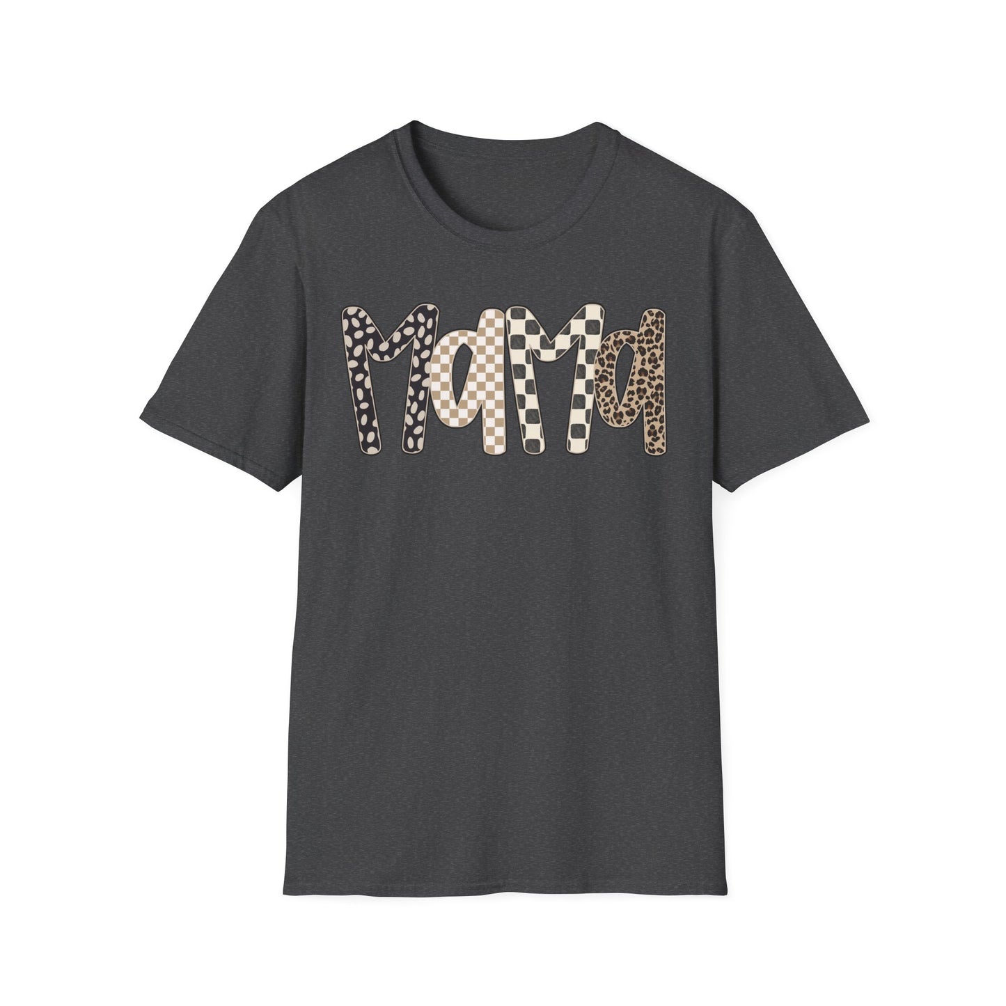 Mama Leopard & Checkered Print T-Shirt