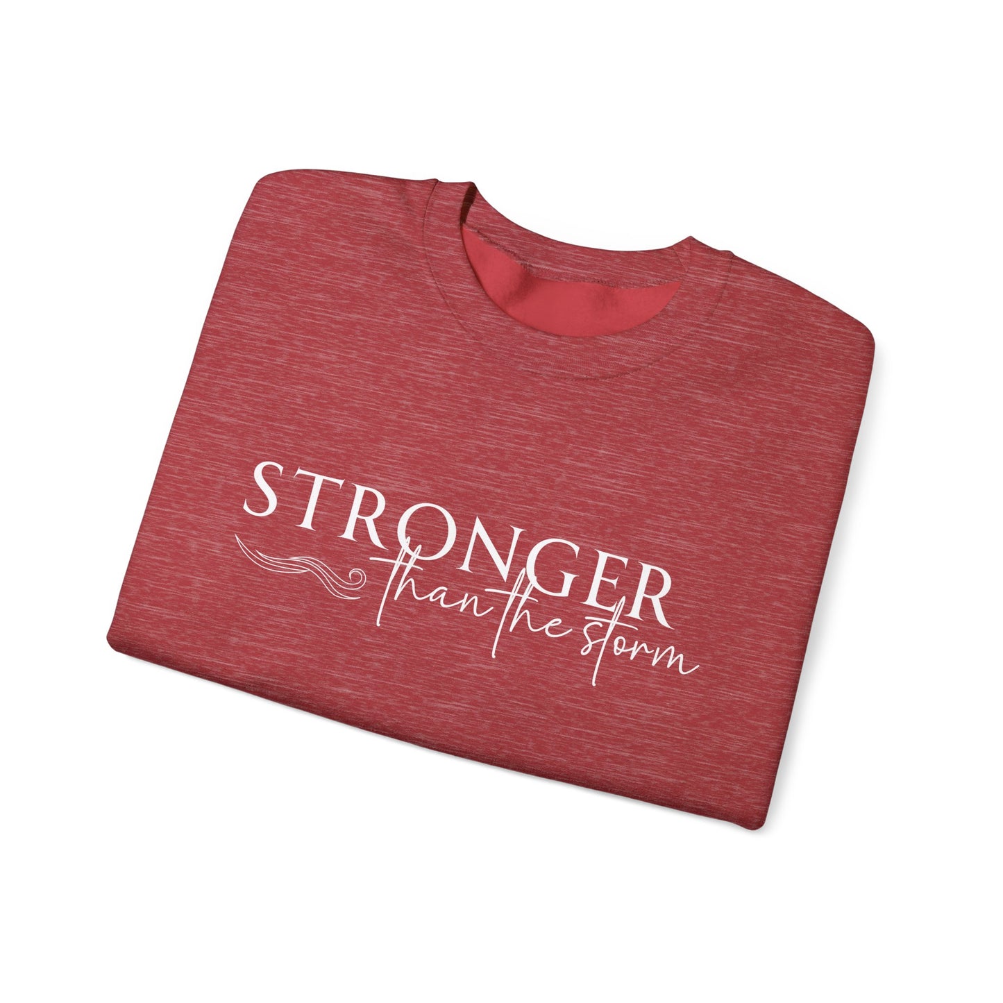 Empowering Crewneck Sweatshirt - "Stronger Than the Storm" - Cozy Gift for Resilience, Fitness, Motivation