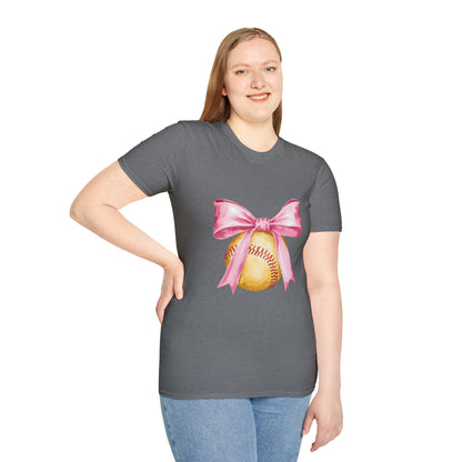 Pink Ribbon Baseball T-Shirt for Softball Lovers, Support Breast Cancer Awareness, Gift for Coaches and Players, Casual Wear