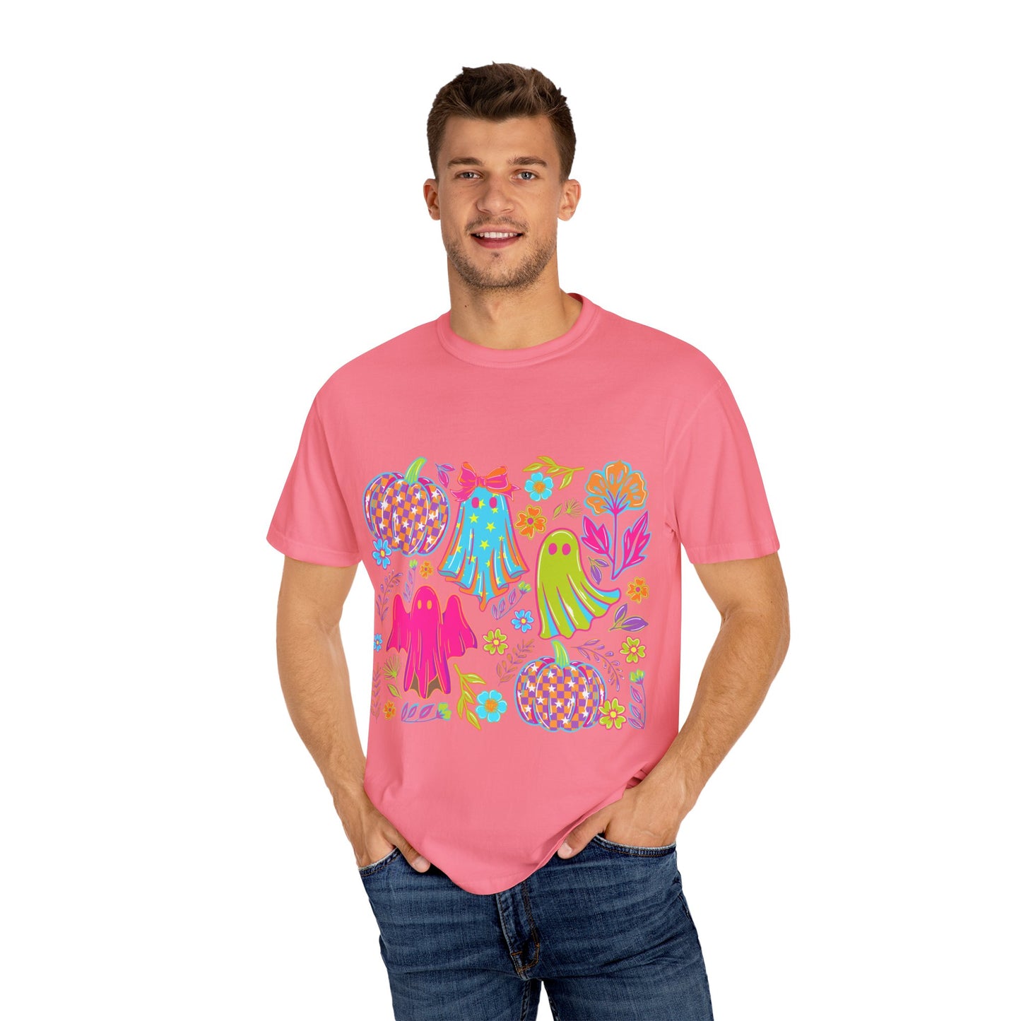 Colorful Halloween T-Shirt, Unisex Spooky Tee, Ghost & Pumpkin Design, Fall Festival Wear, Halloween Costume Alternative, Gift for [...]