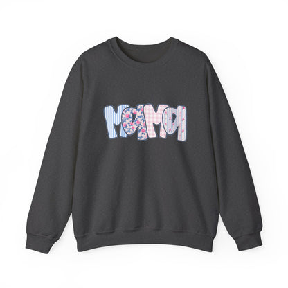 Mama Pink & Blue Floral Crewneck