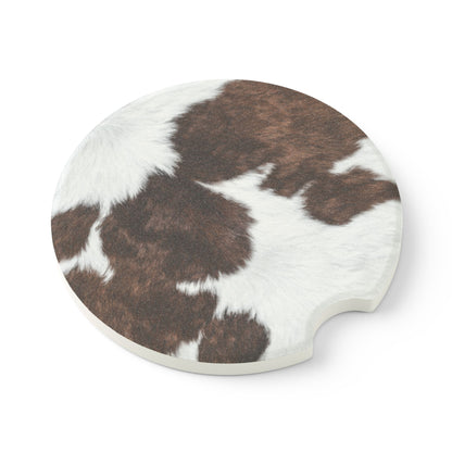 Cowhide Soapstone Car Coaster - Unique Car Accessory, Stylish Drink Holder, Home Decor, Gift for Cow Lovers, Car Accessories