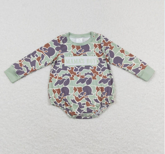 Mama's Boy Embroidery Camo Romper
