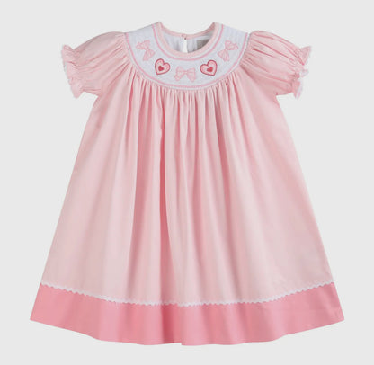 Pink Hearts & Bows Smocked Dress