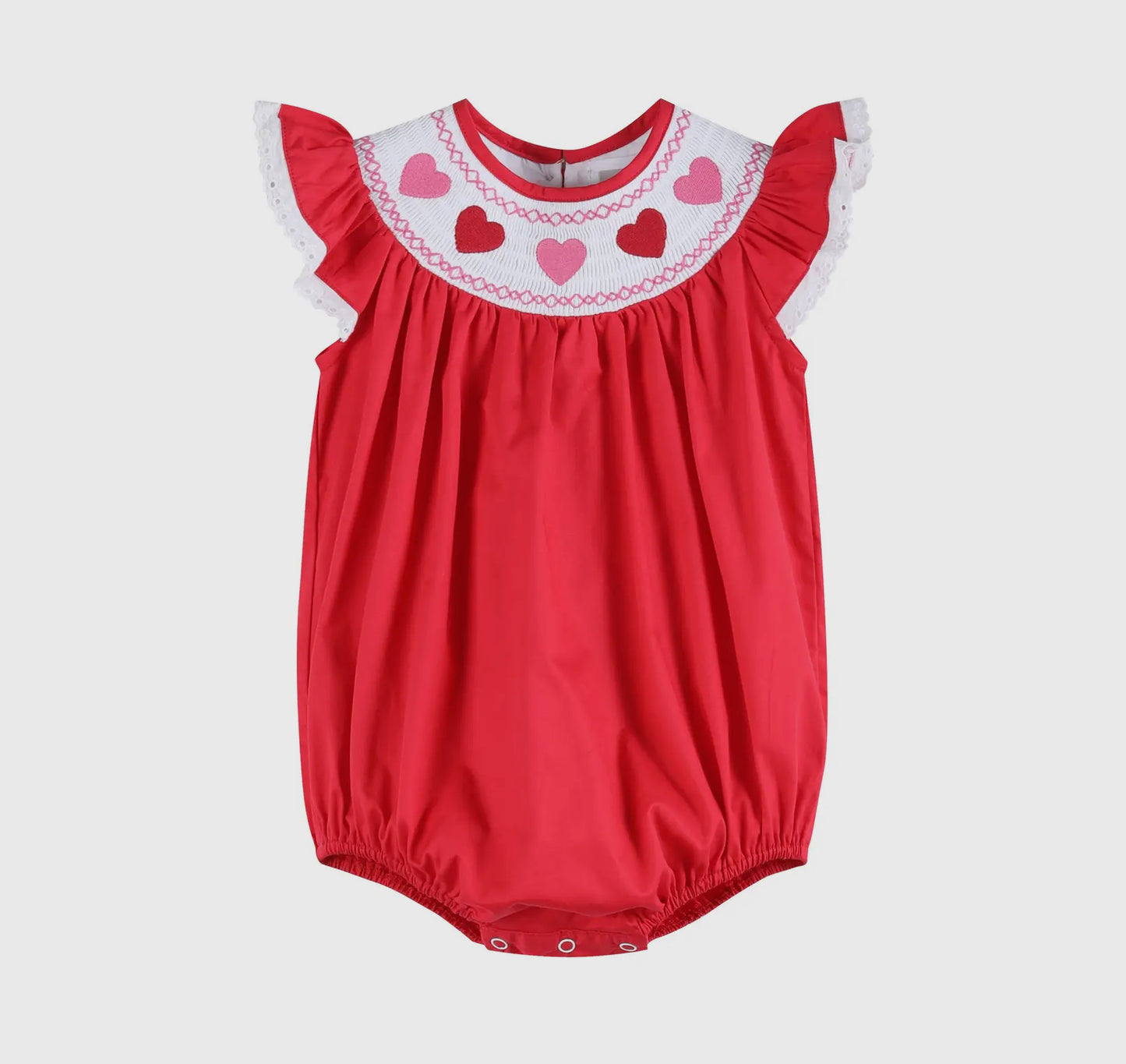 Red Heart & Lace Smocked Romper