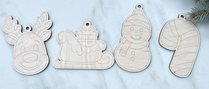 Paintable Christmas Ornament 7 Ornament Set